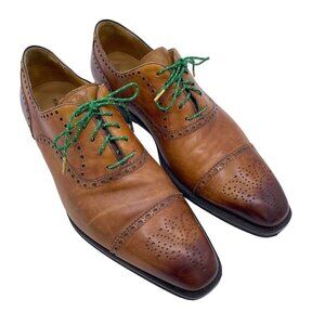 Magnanni Brogue Cap Toe Medallion Oxford Dress Shoes Men's 13 M Cuero Leather